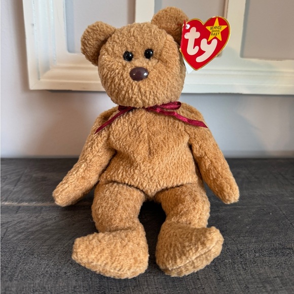 RARE Curly Beanie Baby Errors $50! Black Eyes, Brown Nose Ltd Ed, 1996/93 Tags - Picture 1 of 9